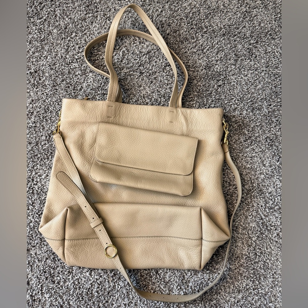 Cuyana Tall Easy Zipper Tote w/ detachable clutch & crossbody strap
